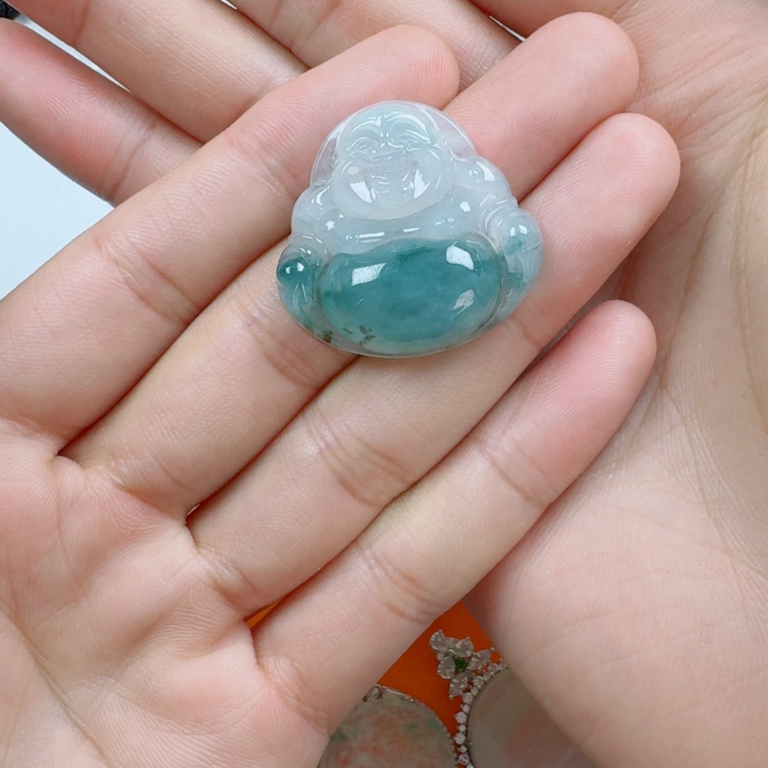 颈饰未镶嵌翡翠L****孩天然缅甸A货翡翠佛公