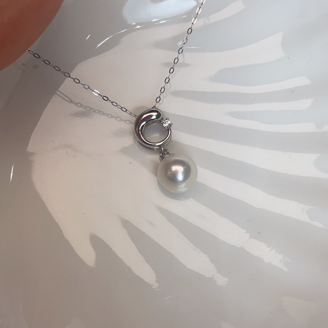 银S925镶嵌海水珍珠项链