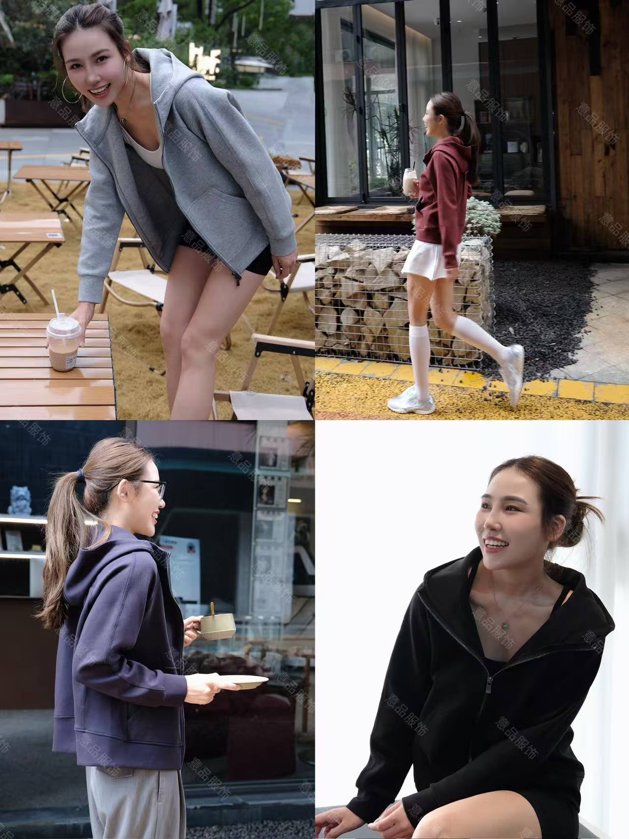 女士拉链连帽衫卫衣