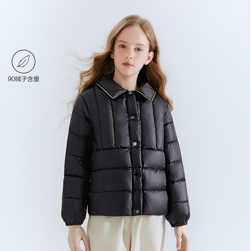 DEESHA/笛莎女童秋冬新款女孩宝宝香风翻领轻薄羽绒服-9M2546903