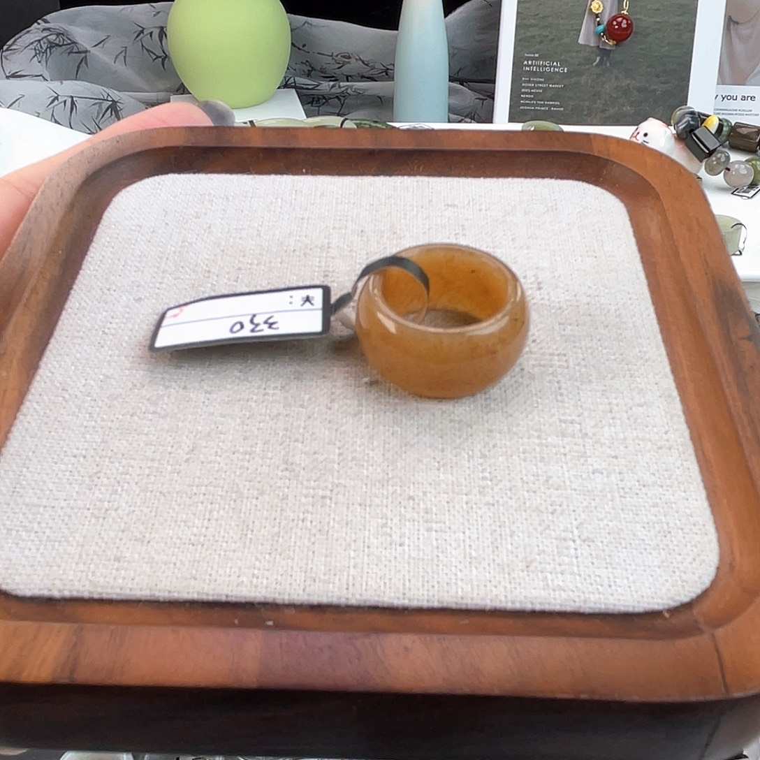 和田玉未镶嵌戒指U13焦糖墩墩16.5不退换