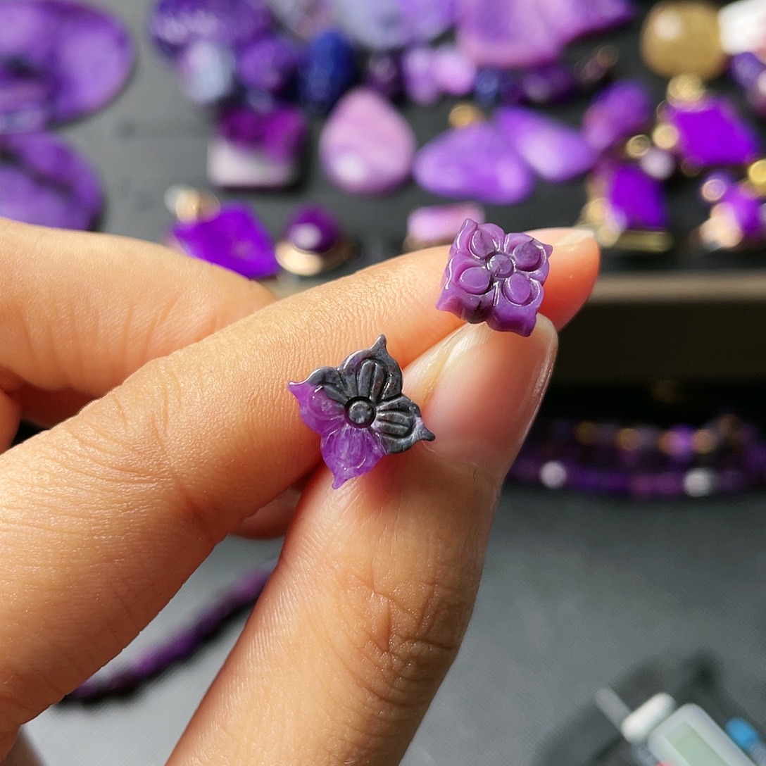 苏纪石（舒俱来）耳环银S925镶嵌