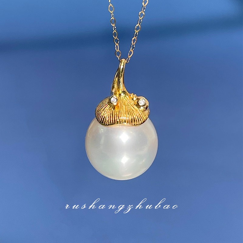 澳白珍珠松果吊坠天然强光无暇天然珍珠百搭时尚女项链送人礼物