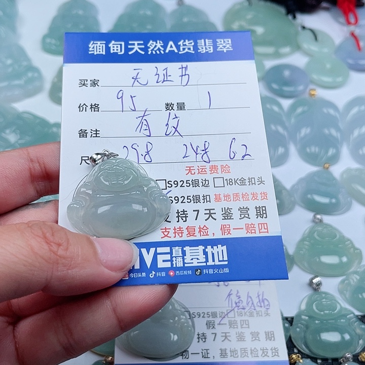 翡翠颈饰银S925镶嵌天然翡翠吊坠