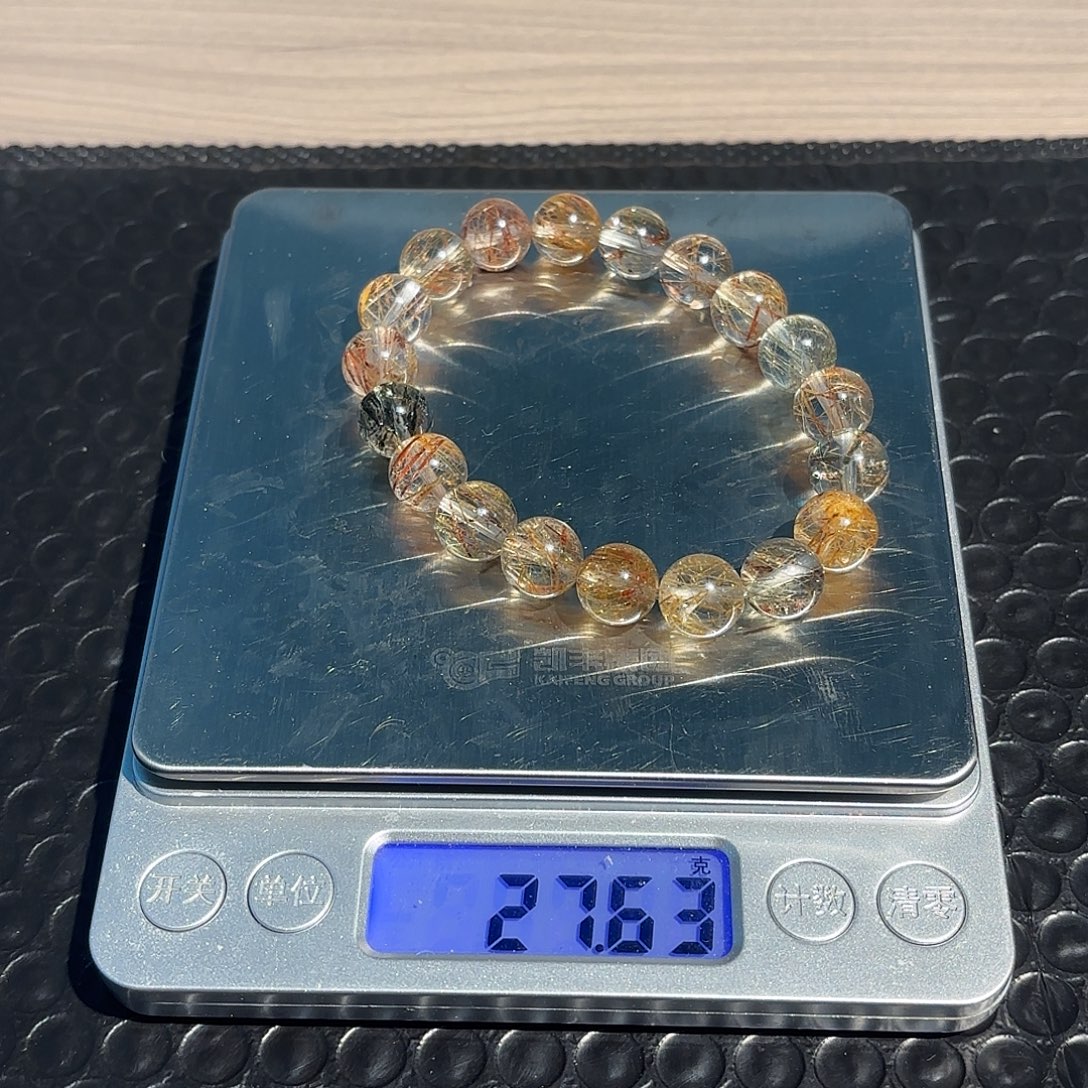 天然彩发晶尺寸10mm+