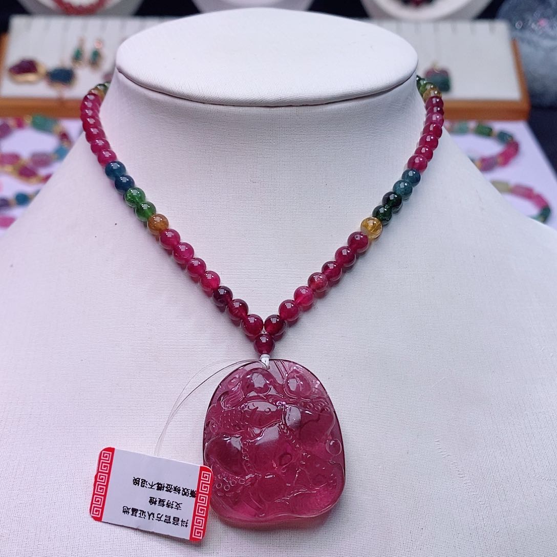 碧玺颈饰未镶嵌碧玺项链吊坠