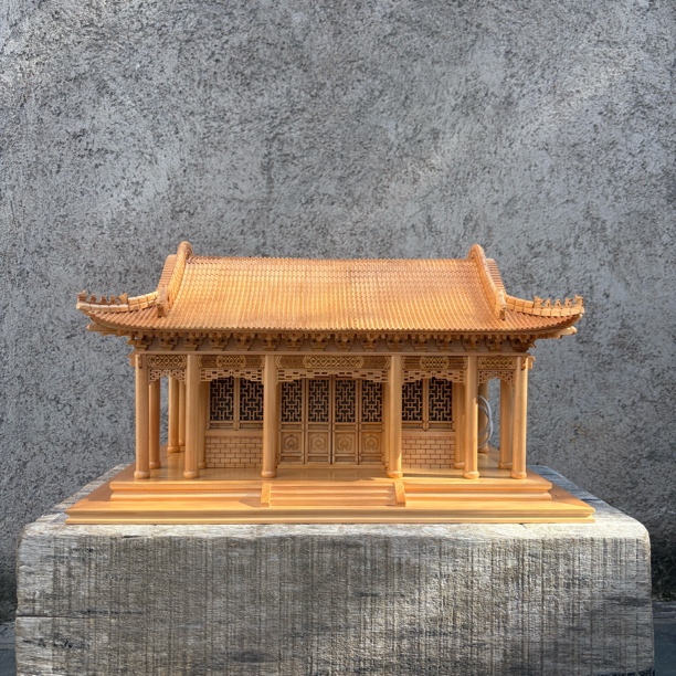 中式东阳木雕古建筑模型卷碰歇山木房子摆件工艺品礼品