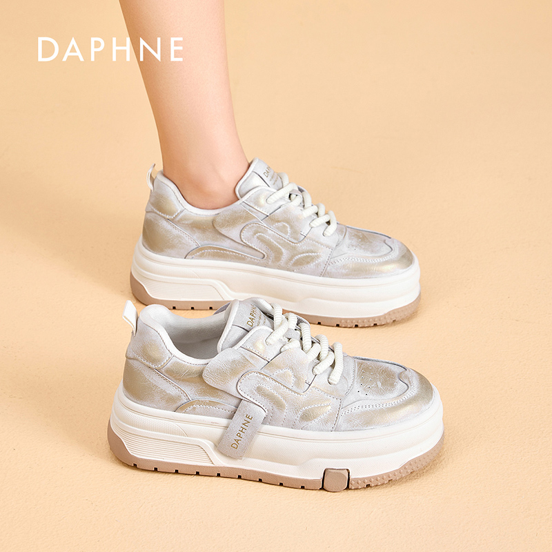 Daphne/达芙妮真皮休闲运动鞋女2025秋季新款脏脏鞋复古潮流板鞋