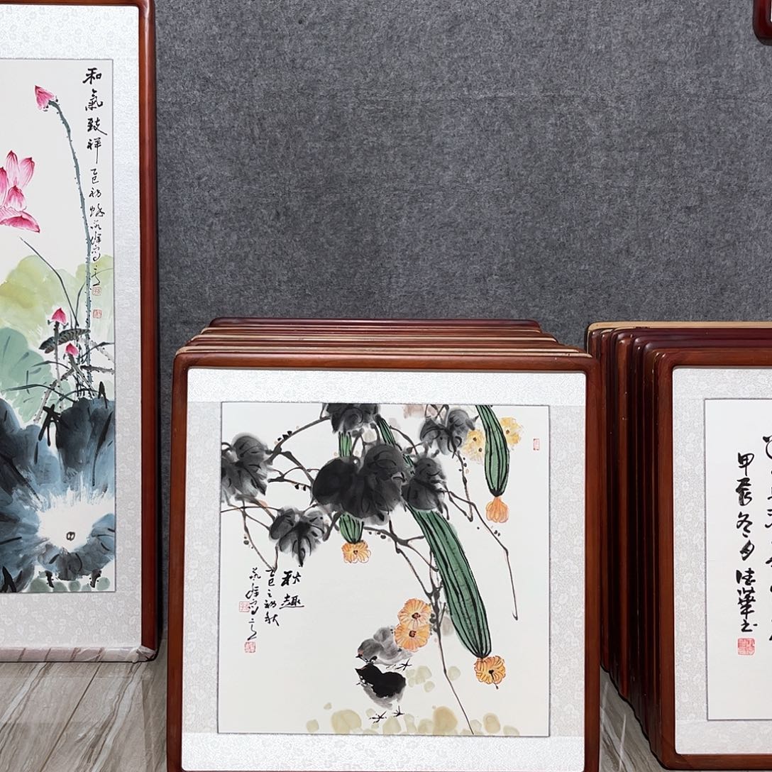 国画书画作品带框63×63