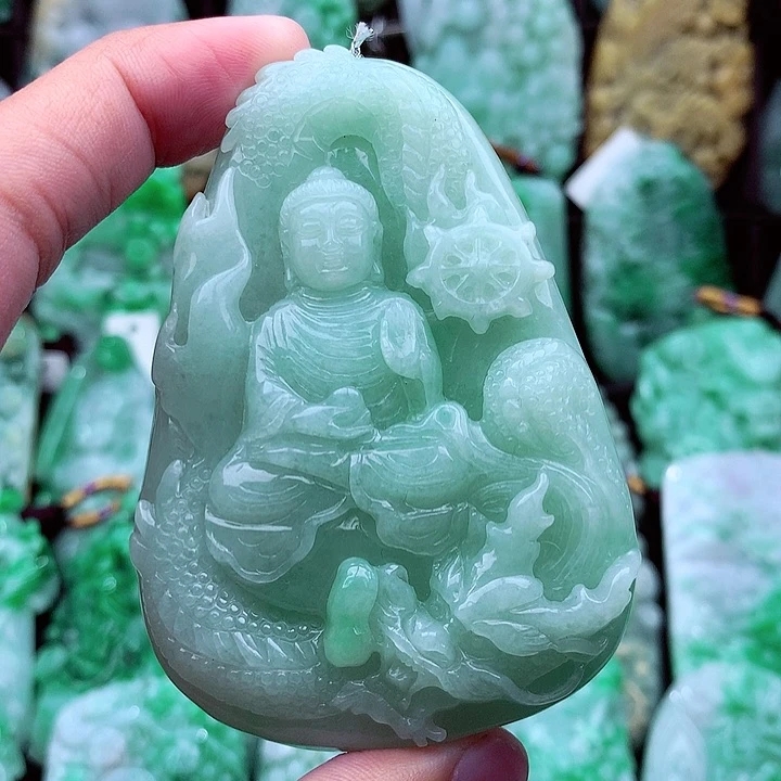 天然A货翡翠御龙阿弥陀佛