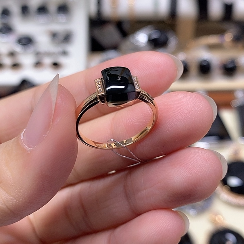 【闪购商品】翡翠戒指18K金镶嵌墨翠