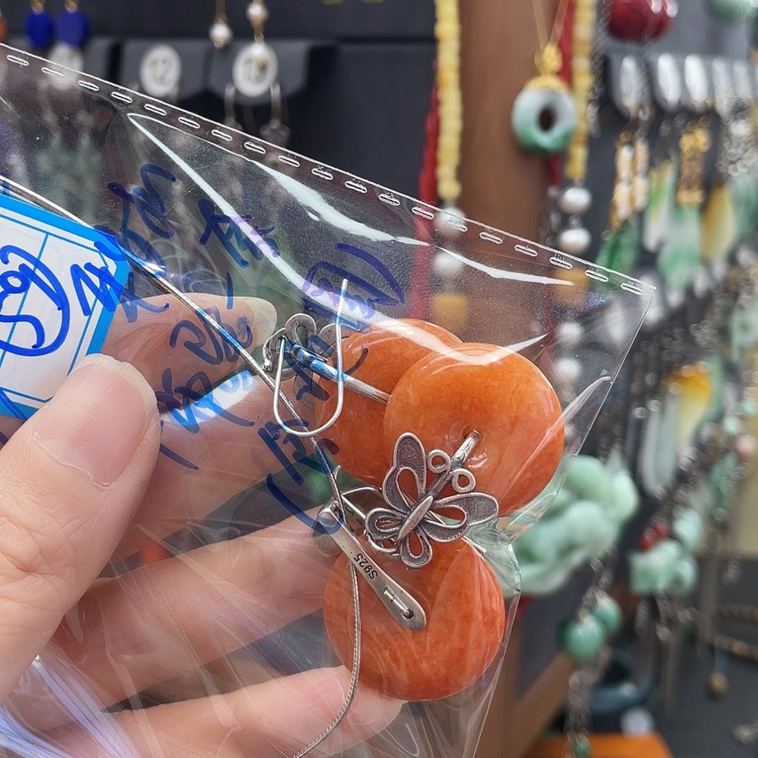 翡翠耳饰银S925镶嵌小*姐（补