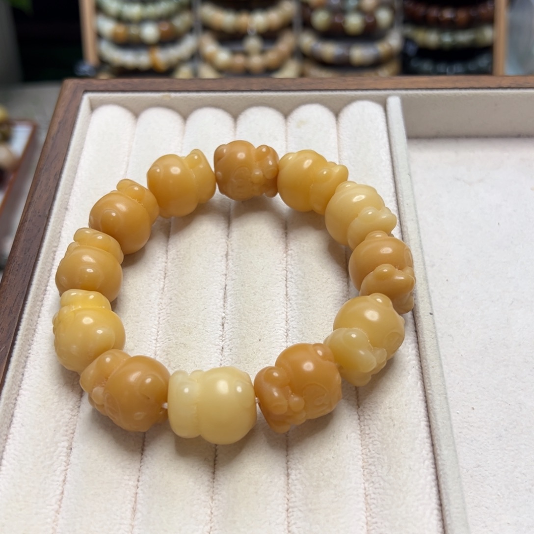 菩提根/象牙果手串卡18雕刻拉布布干磨瑕疵