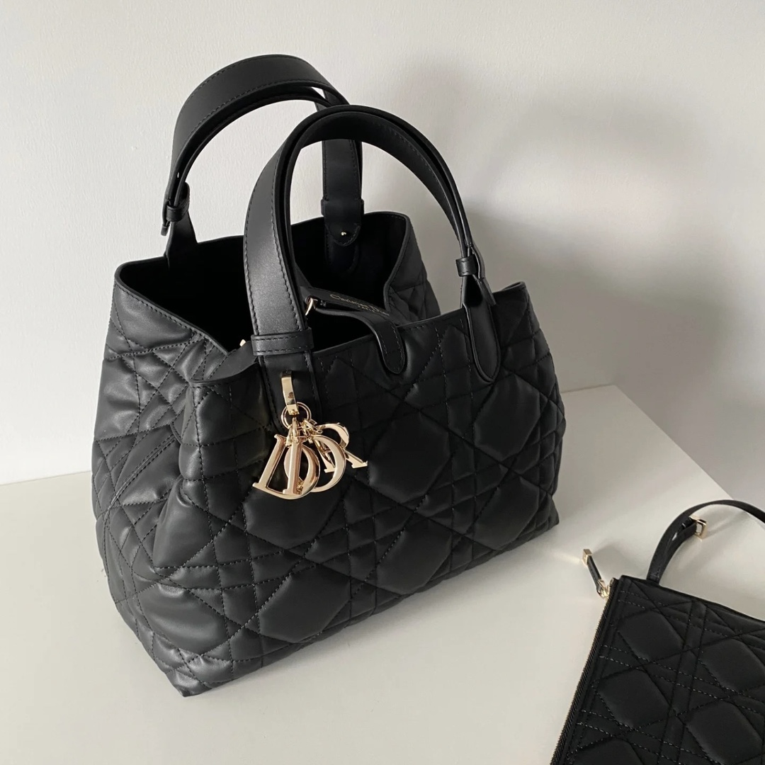 99新 DIOR/迪奥 蔚蓝/ 黑金 Toujour中号 托特 手提包JM 