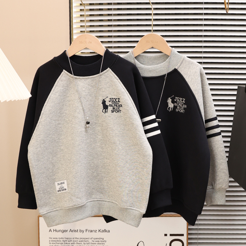 亲子高货儿童加绒卫衣2025新款中大男童秋冬装加厚宽松上衣百搭潮