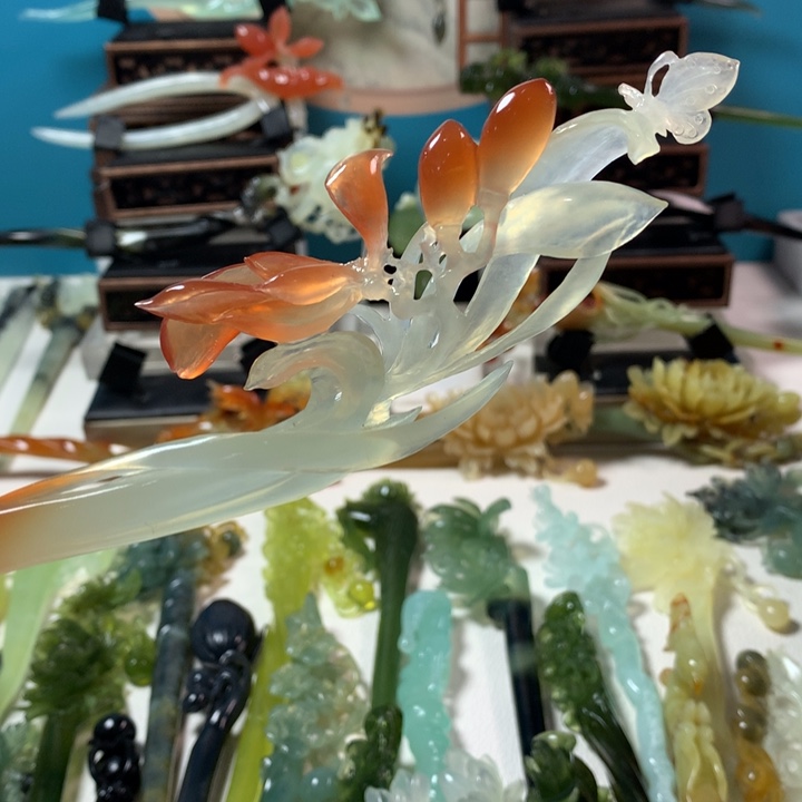 蛇纹石玉发簪未镶嵌深****司