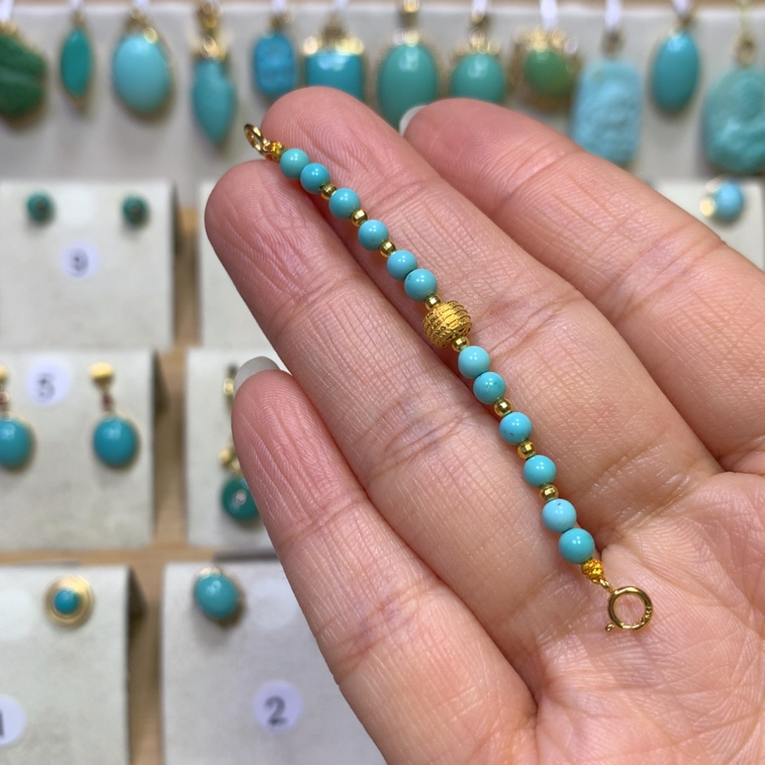 绿松石延长链18K金镶嵌