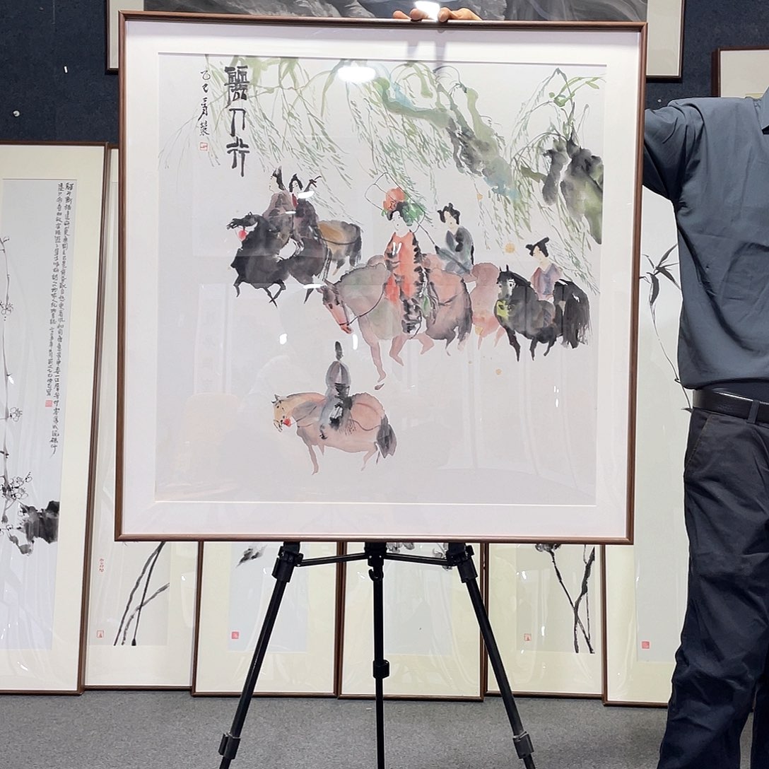 国画手绘画作品带框