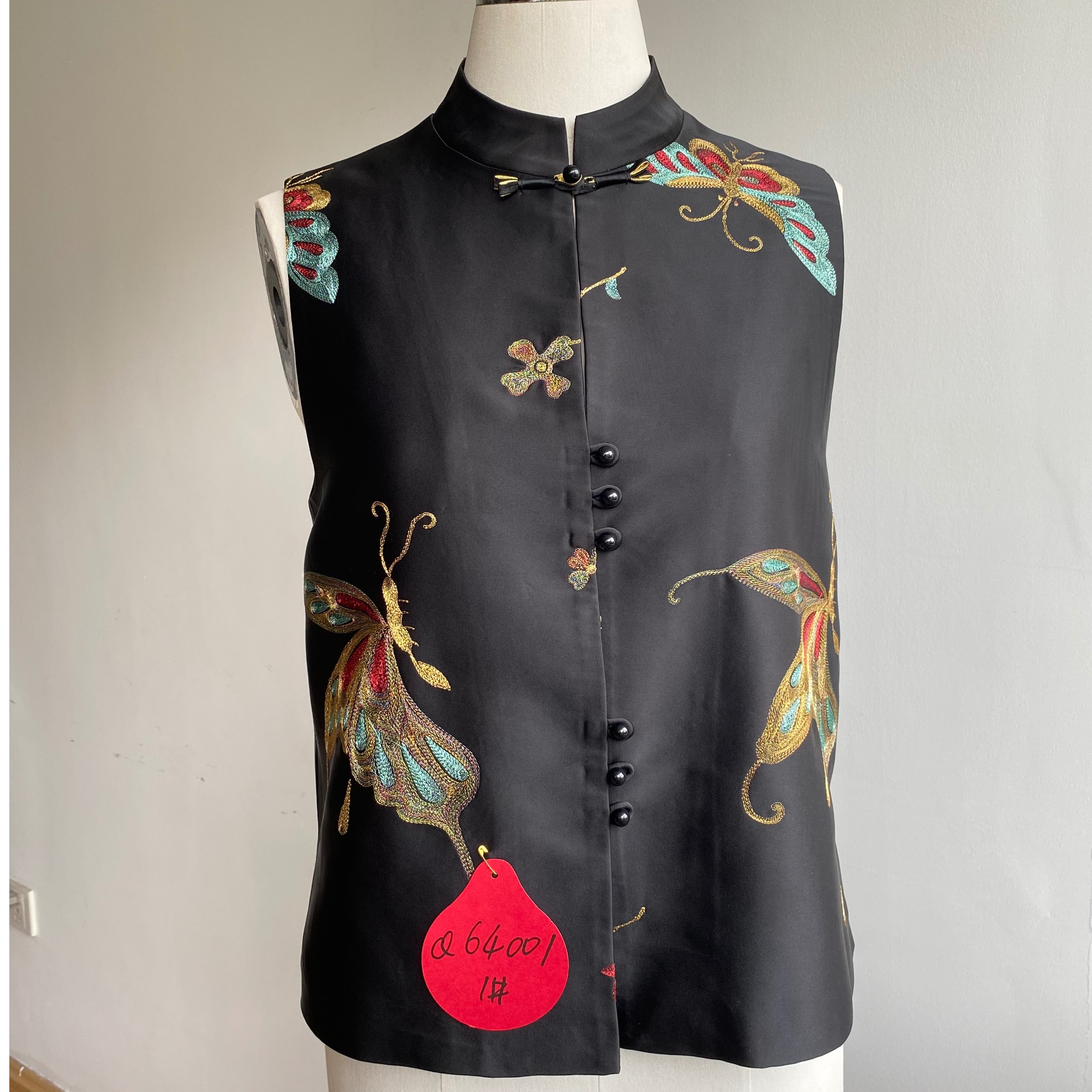 “秋之歌”春款马甲中国风气质马夹绣花时尚新中式黑色复古双面双层