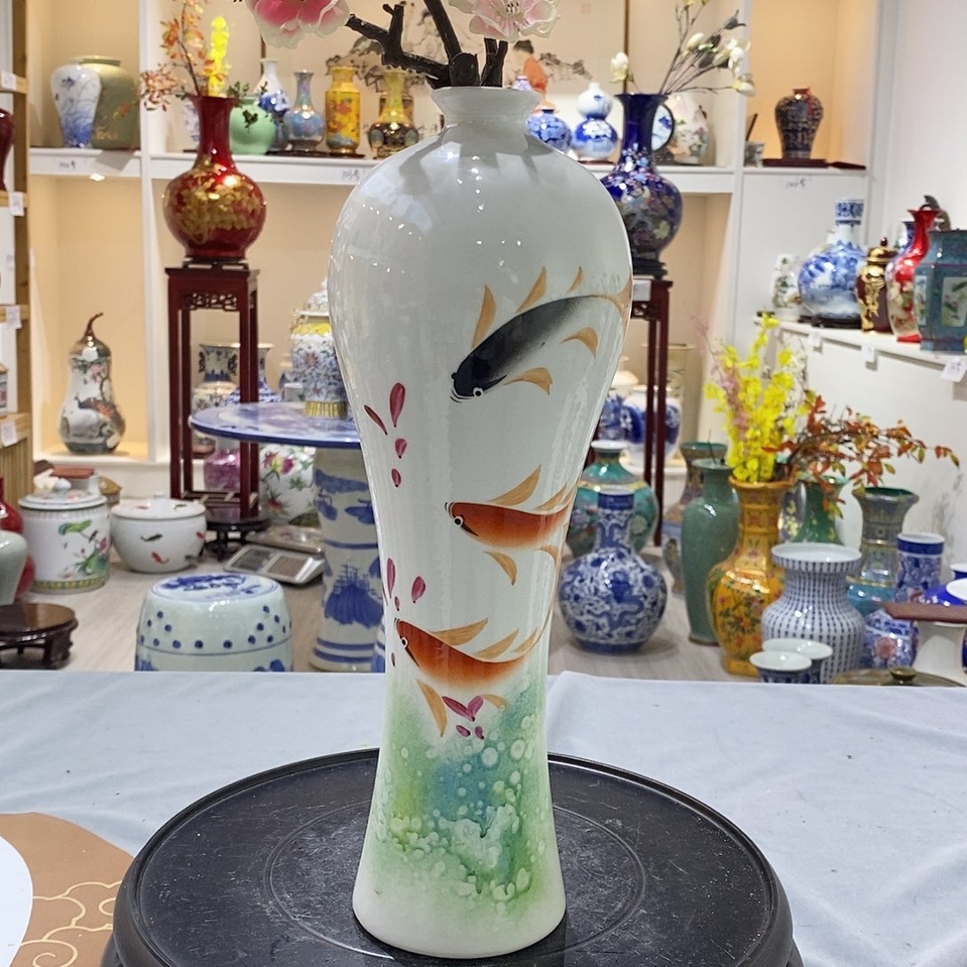 陶摆件32cm连年有余美人瓶