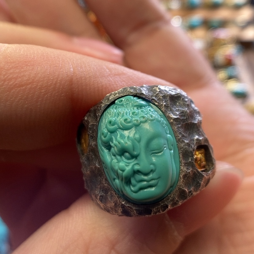 【闪购商品】绿松石戒指足银镶嵌面**海