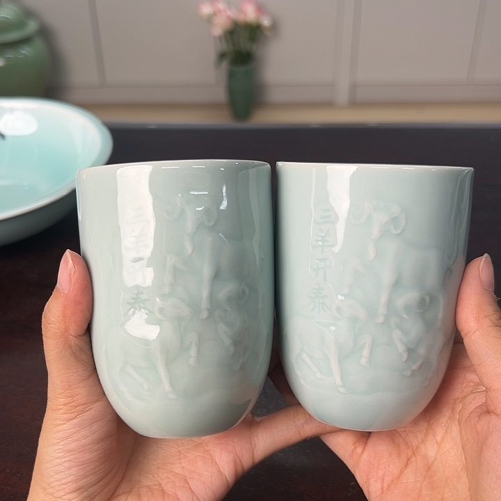 龙泉云间青瓷小米茶器