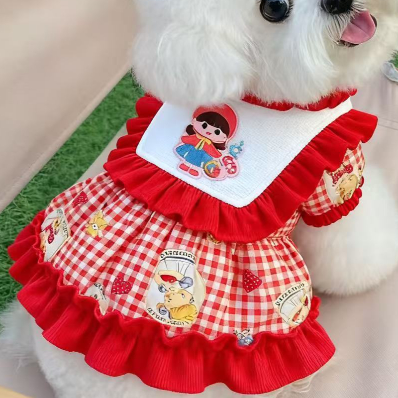 小狗衣服秋冬厚款小型犬可爱公主猫咪狗衣服甜心女孩冬裙双层