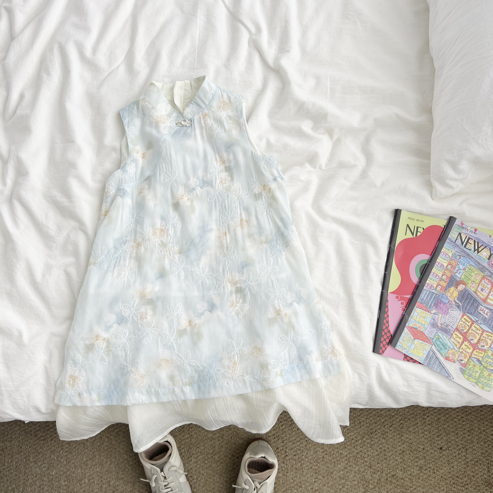 （现货）女童夏季洋气旗袍连衣裙女孩公主裙女宝无袖裙子QDQXW55336