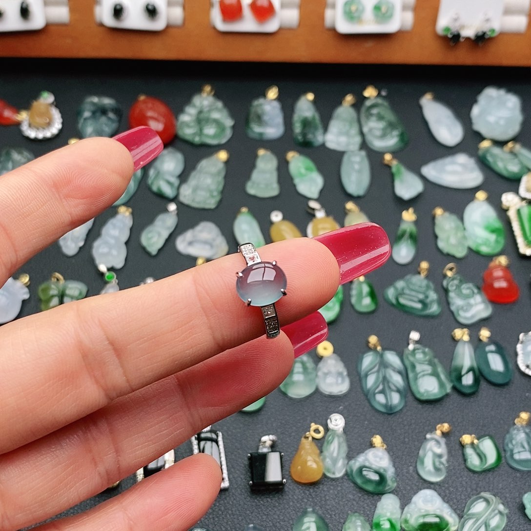 翡翠戒指银S925镶嵌S***～戒指