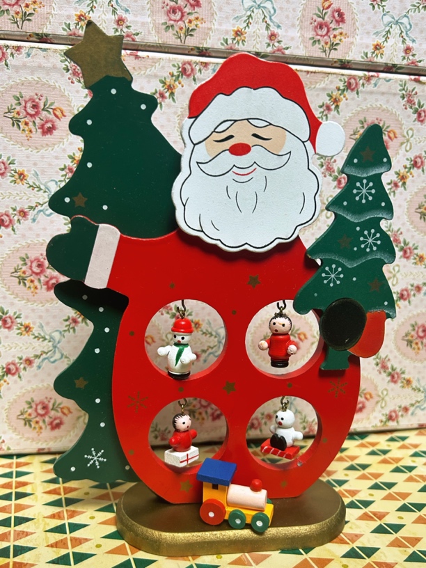 实木中古圣诞老头摆件（老货微脏微瑕）