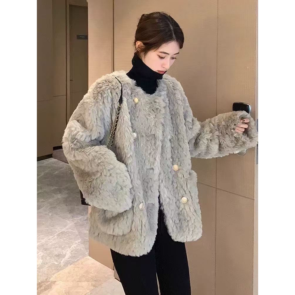 8090 新款秋装外套女气质高级感冬季小香风羊羔毛毛绒加厚上衣潮