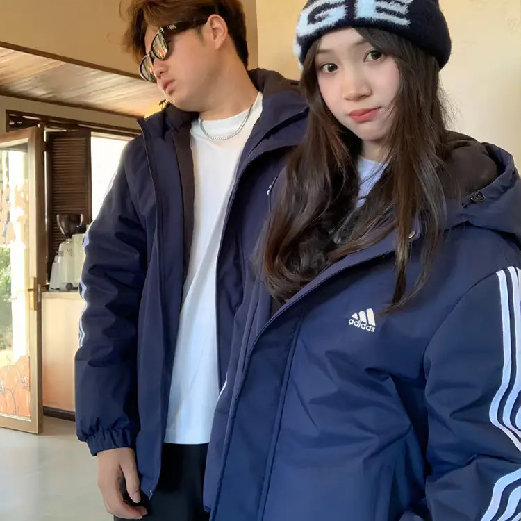 O2冬季长袖运动棉衣情侣棉服冬季连帽加厚运动棉服发热石墨烯棉衣