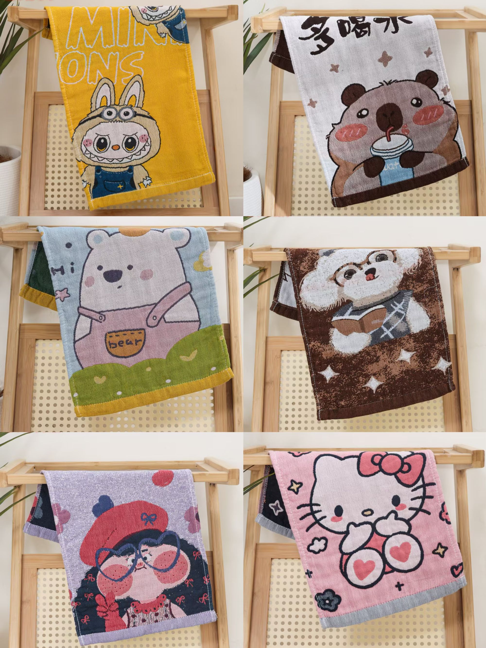 【童巾三条装】25*50cm纯棉吸水卡通毛巾家用