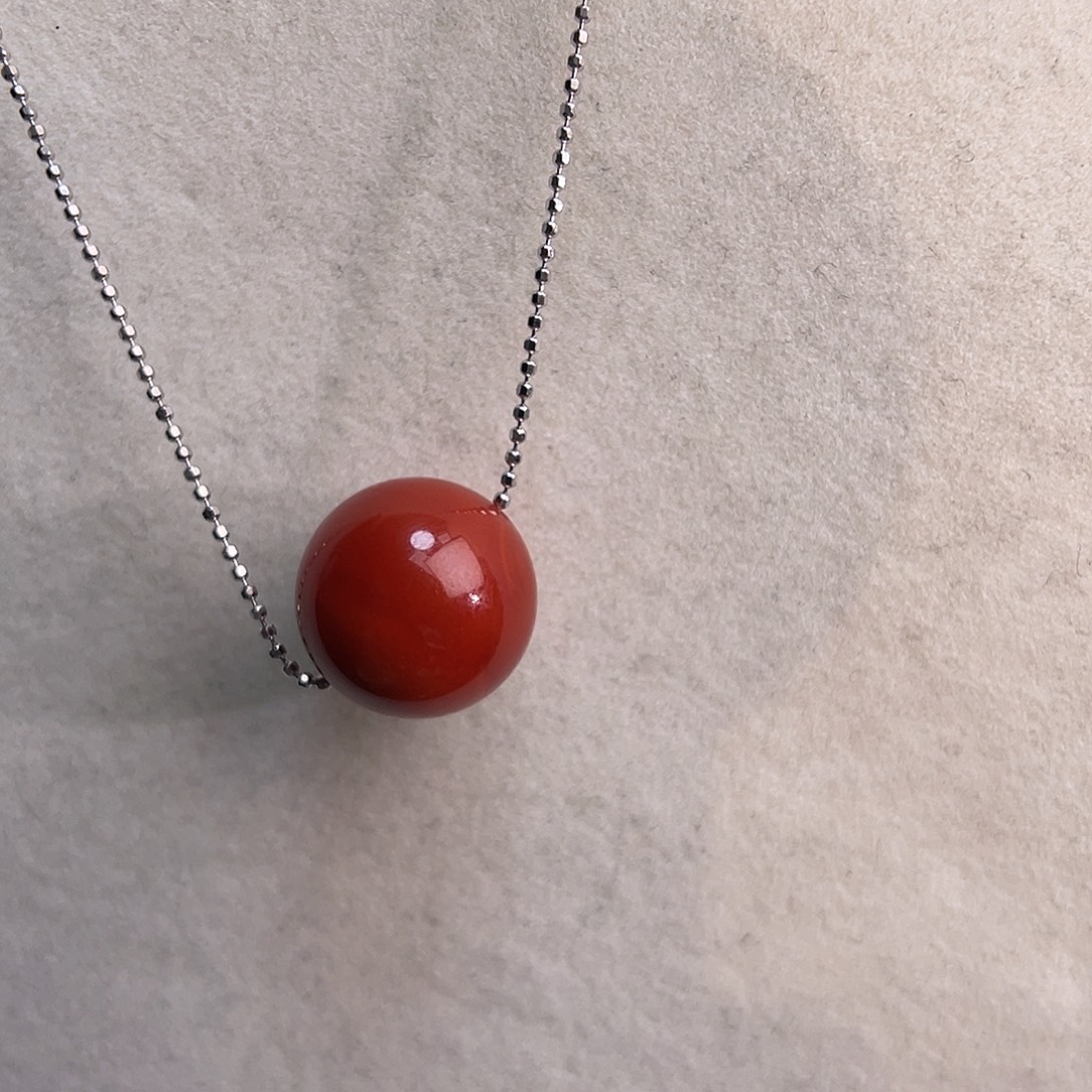 南红玛瑙银S925镶嵌颈饰