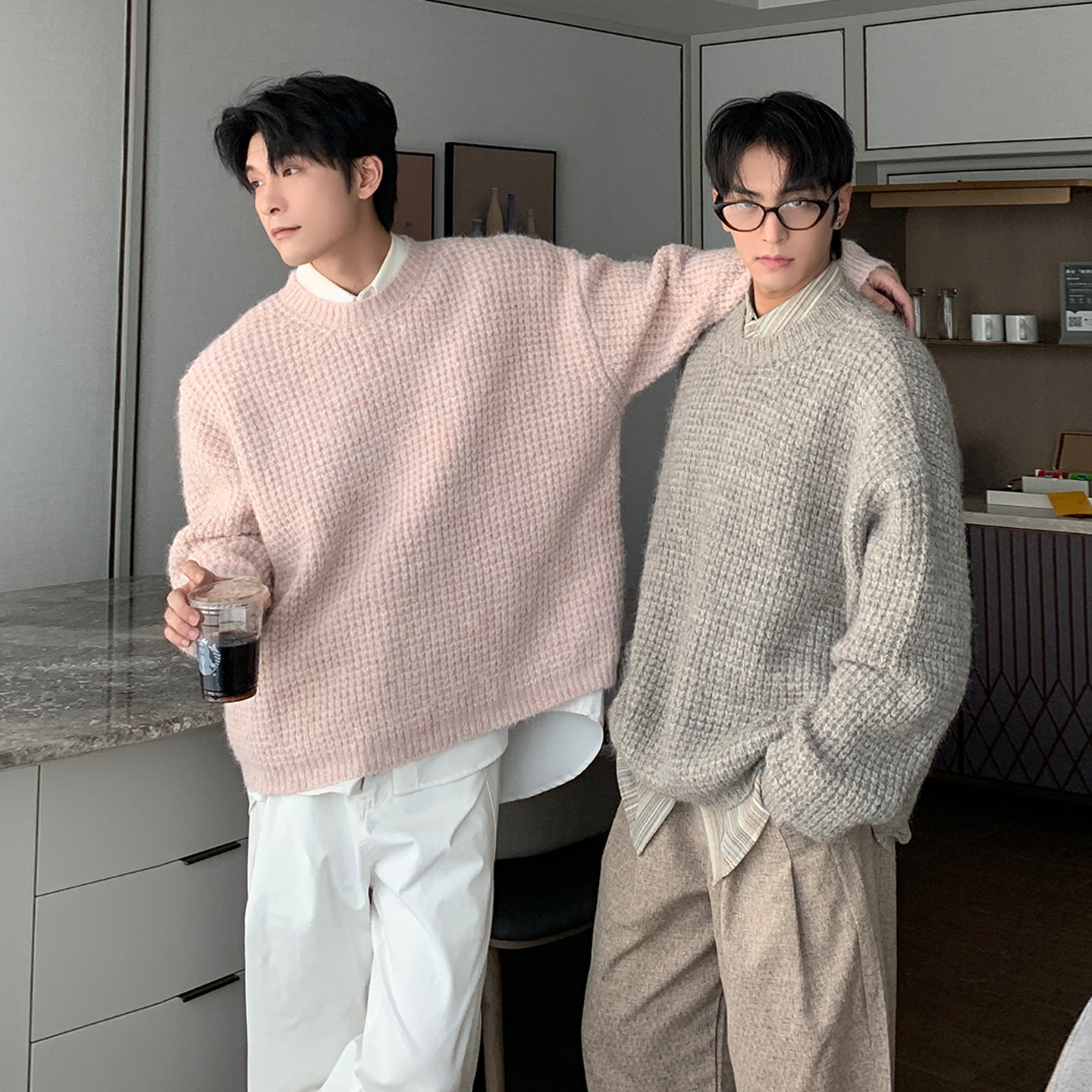 一轩轩轩【轻暖进阶】秋冬简约圆领情侣款氛围感男毛衣针织衫z8959