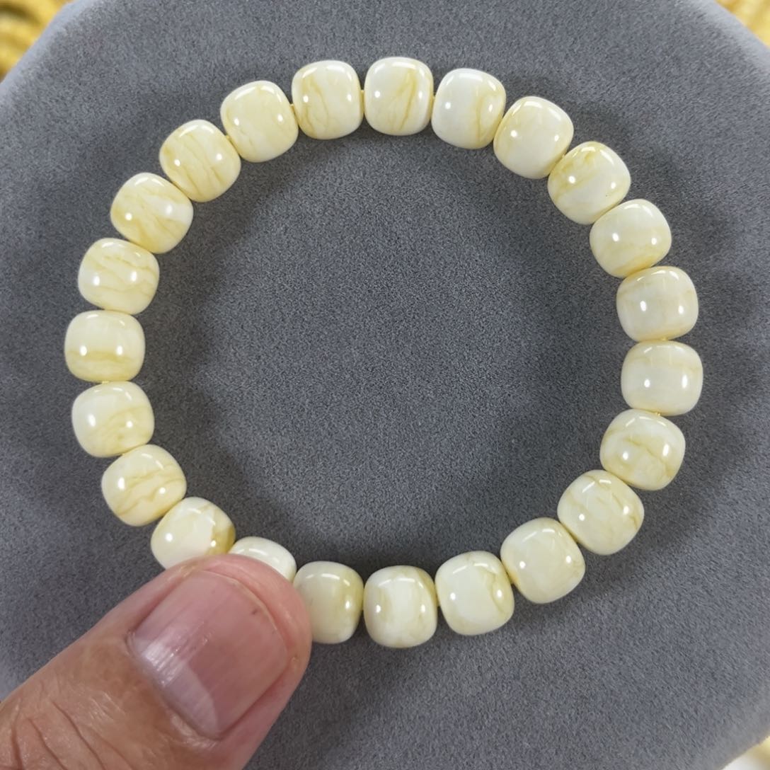 蜜蜡手串未镶嵌?*俄料同料瓷白金丝纹虎皮