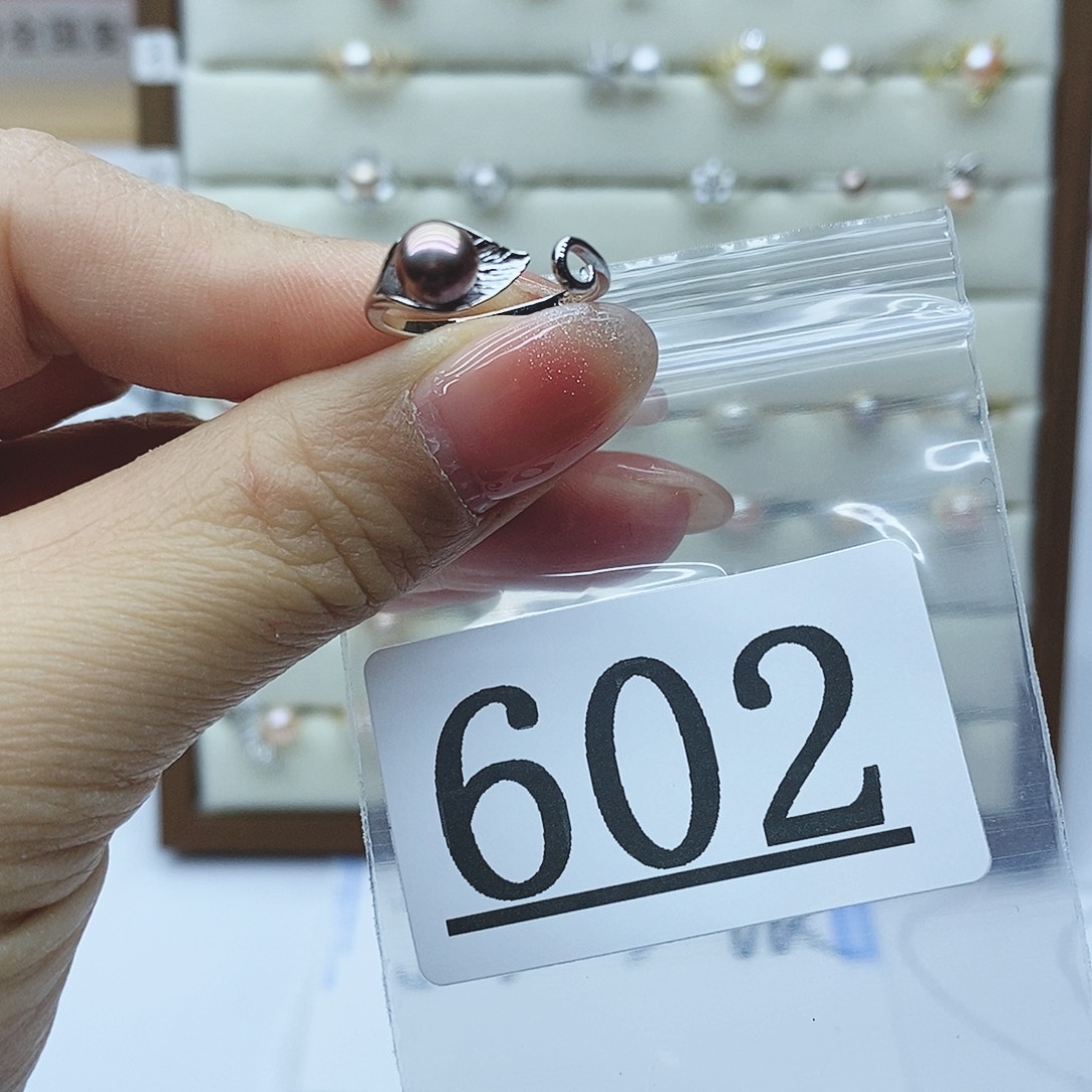 淡水珍珠戒指银S925镶嵌602