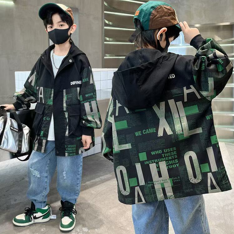 F00809男童春秋季外套2025年新款秋季韩版休闲中大童洋气外套潮酷