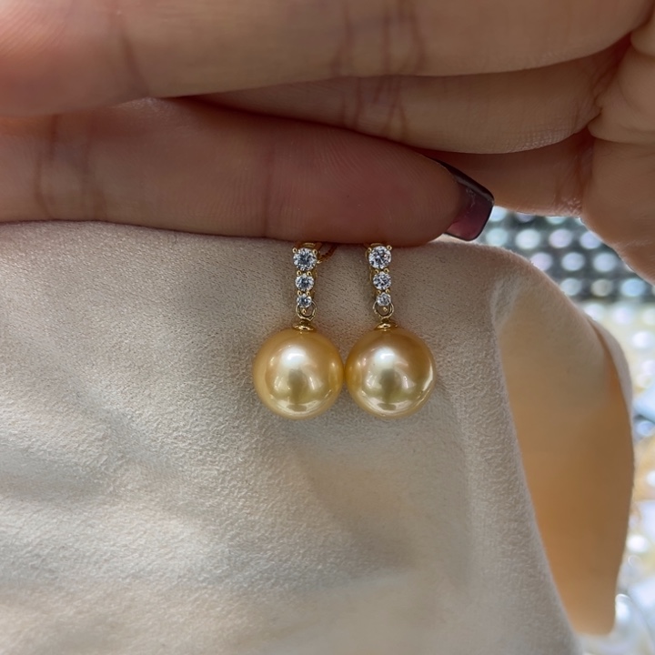 海水珍珠耳饰银S925镶嵌
