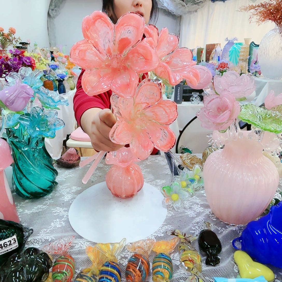 3朵夜光福利不退不换琉璃花瓶艺术品