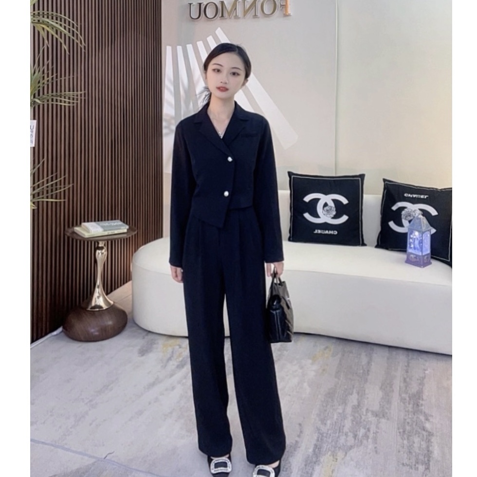 【清】小个子两件套翻领两粒宽松西装套装