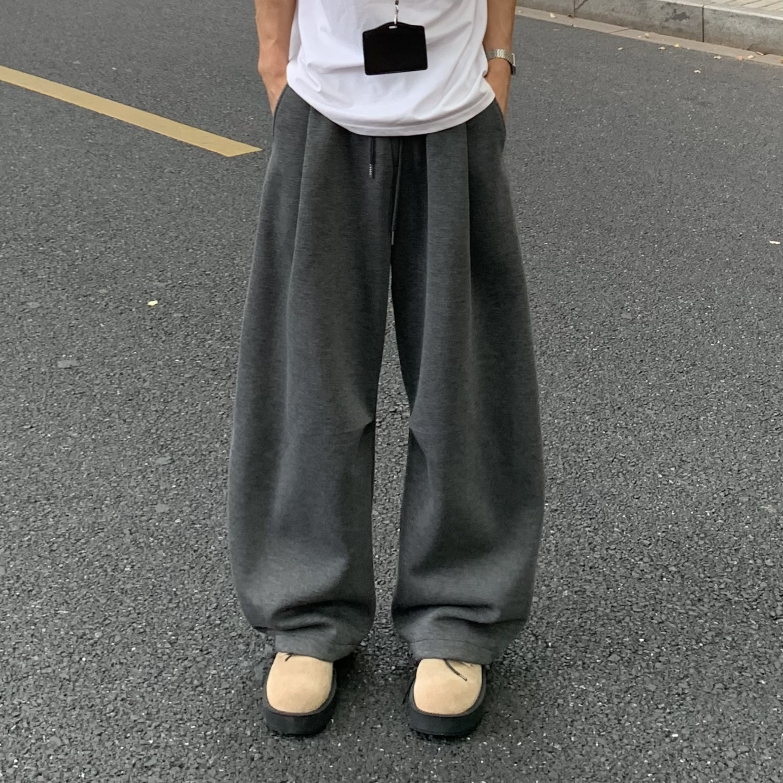 秋季美式慵懒风解构卫裤男女百搭松弛感宽松休闲运动弯刀裤