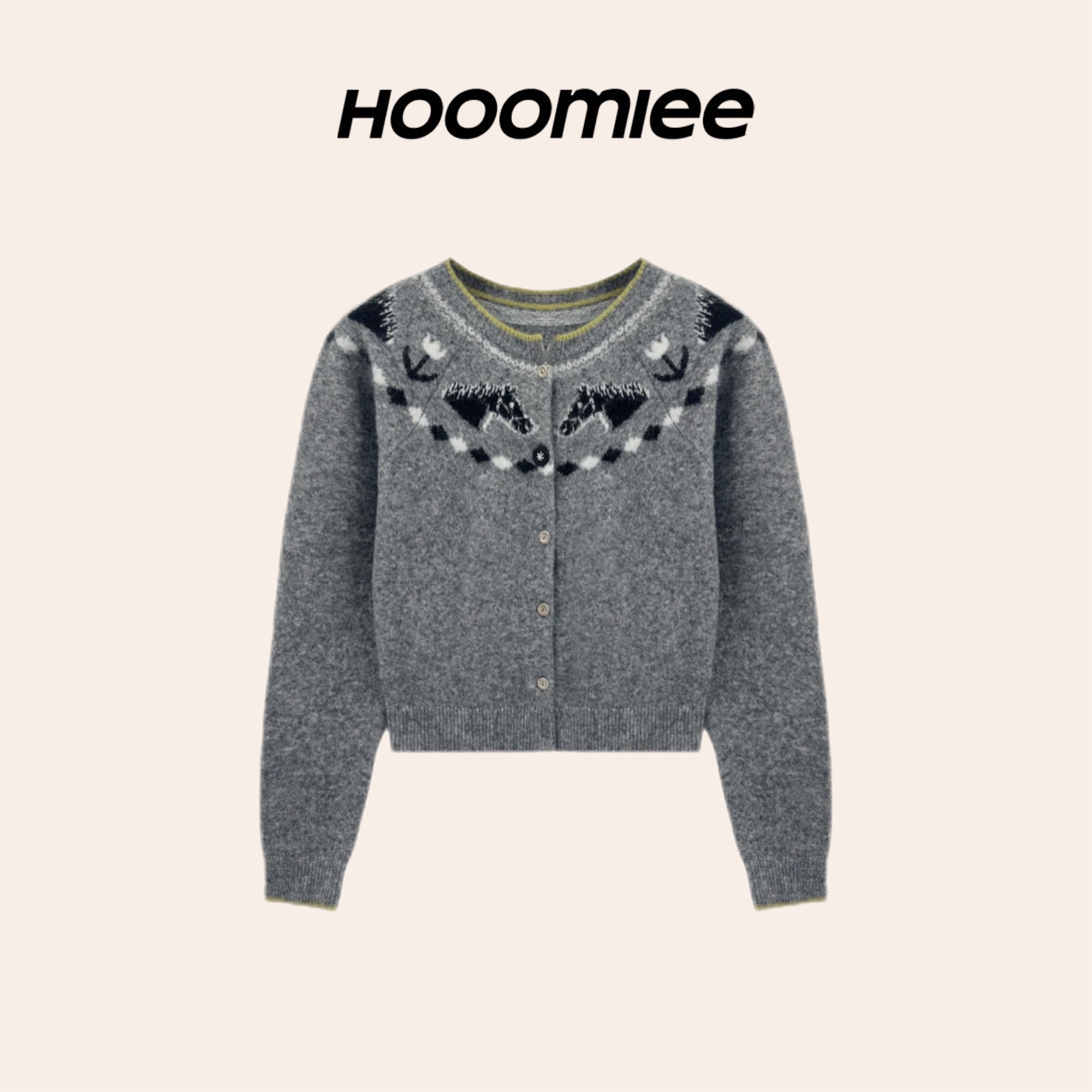 Hooomiee 秀场法式 羊毛动物针织多色长袖女士毛衣HSZ25051