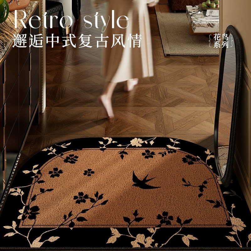 中古风入户地垫2025新款进门防滑可裁剪脚垫轻奢耐脏美拉德地毯