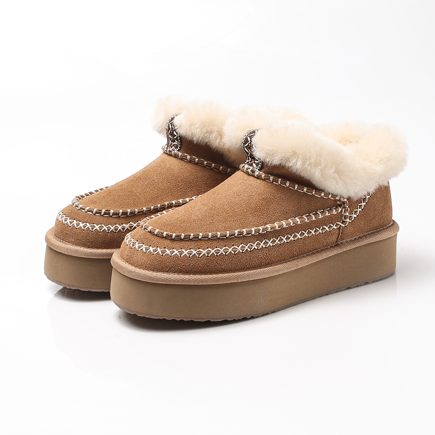 【阿尔派v口】秋季女士时尚舒适纯色厚底保暖茸茸雪地靴