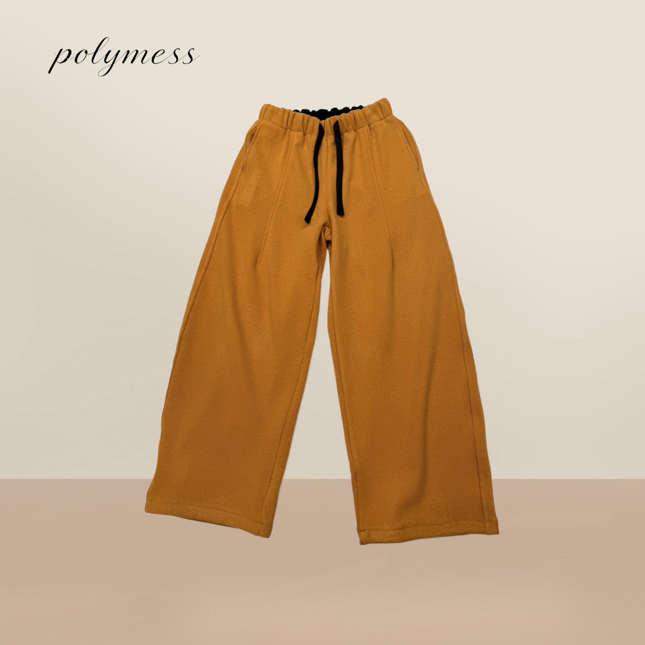 混纺加绒高腰直筒阔腿裤女秋冬厚款垂感显瘦简约休闲长裤2099613