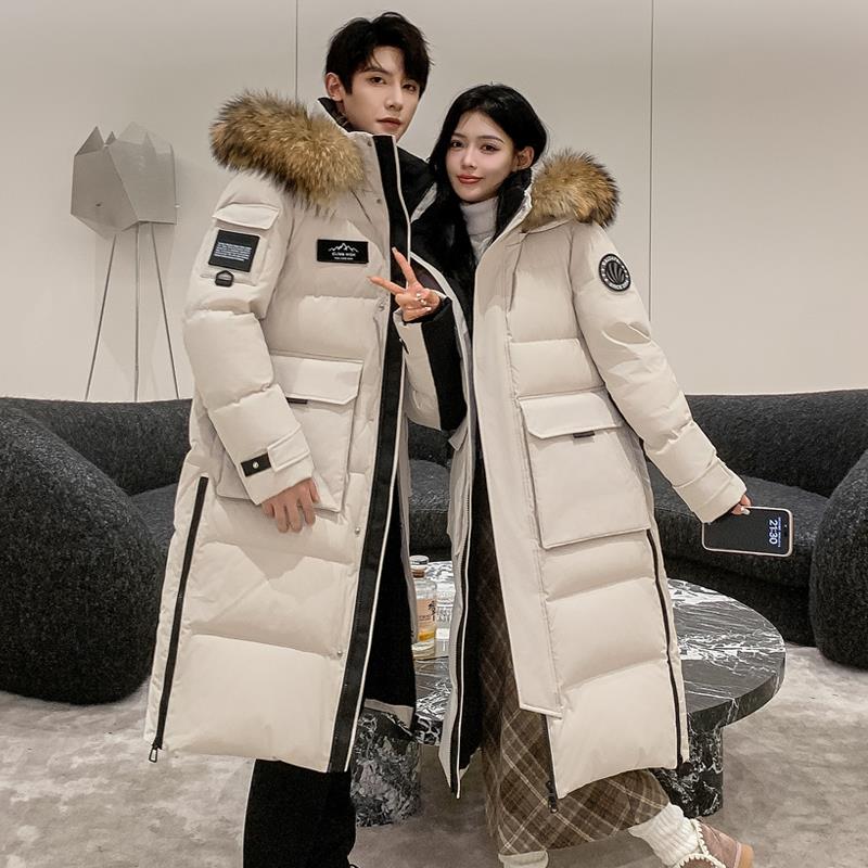 2025冬季新款情侣户外极寒鹅绒羽绒服女过膝长款男加厚工装派克服