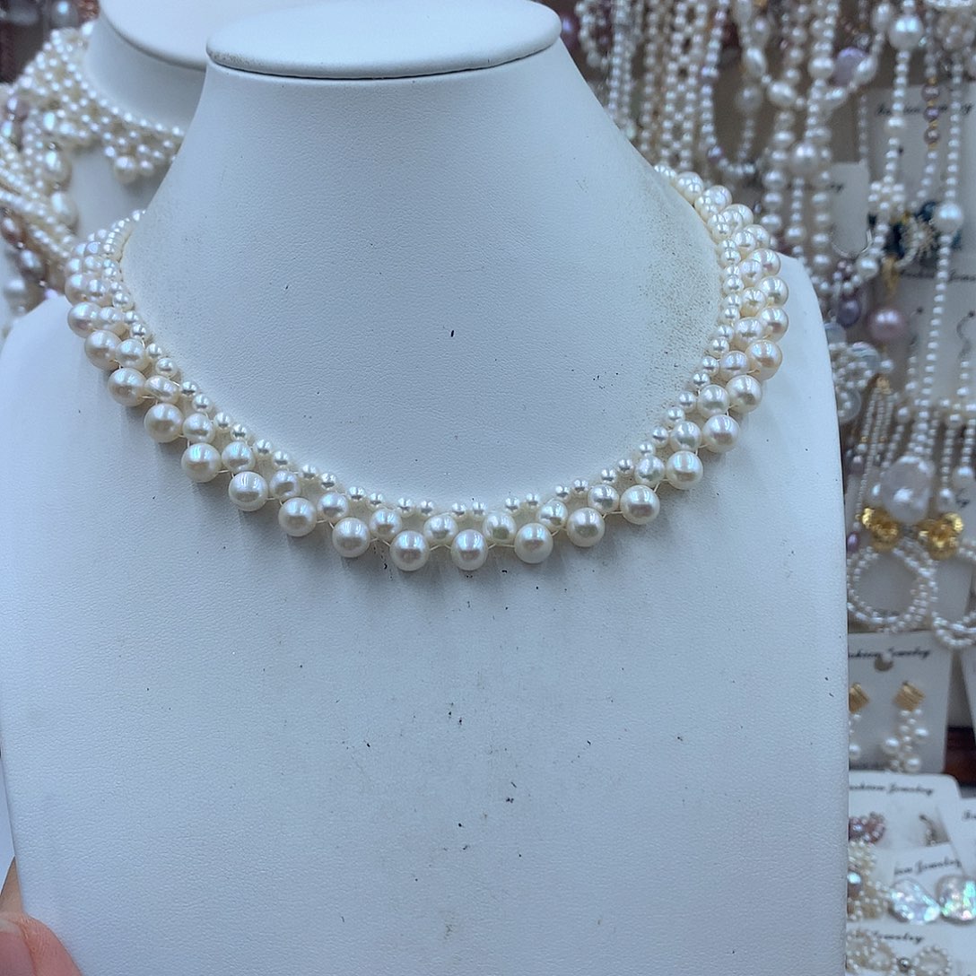 啊***懵项链耳饰淡水珍珠银S925镶嵌