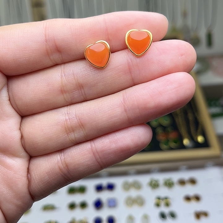 初***见南红玛瑙银S925镶嵌耳饰