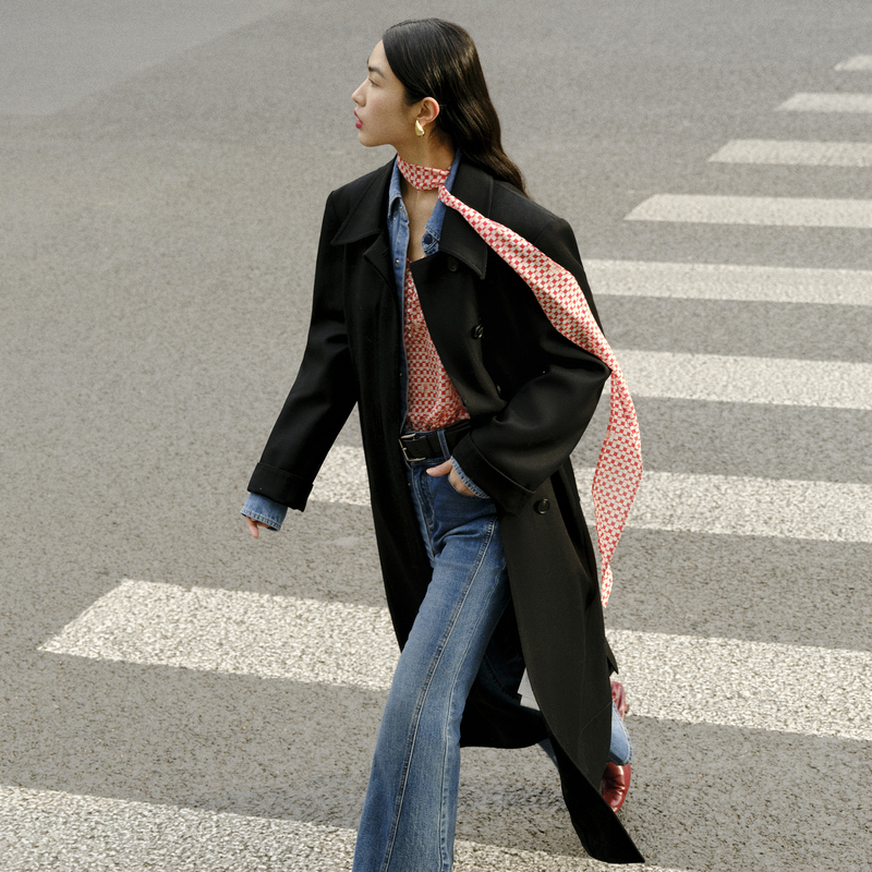 【商场同款】LY荷比俪冬季新款H型腰带长款大衣H42500333